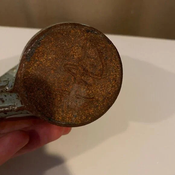 Set of 2 Rustic Stoneware‎ Mugs Green and Brown Speckled Handmade Look - Picture 2 of 8